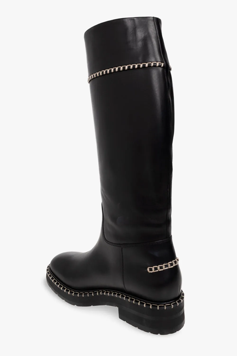 Chloé New Noua Women's Studded Riding Boots Shoes In Black