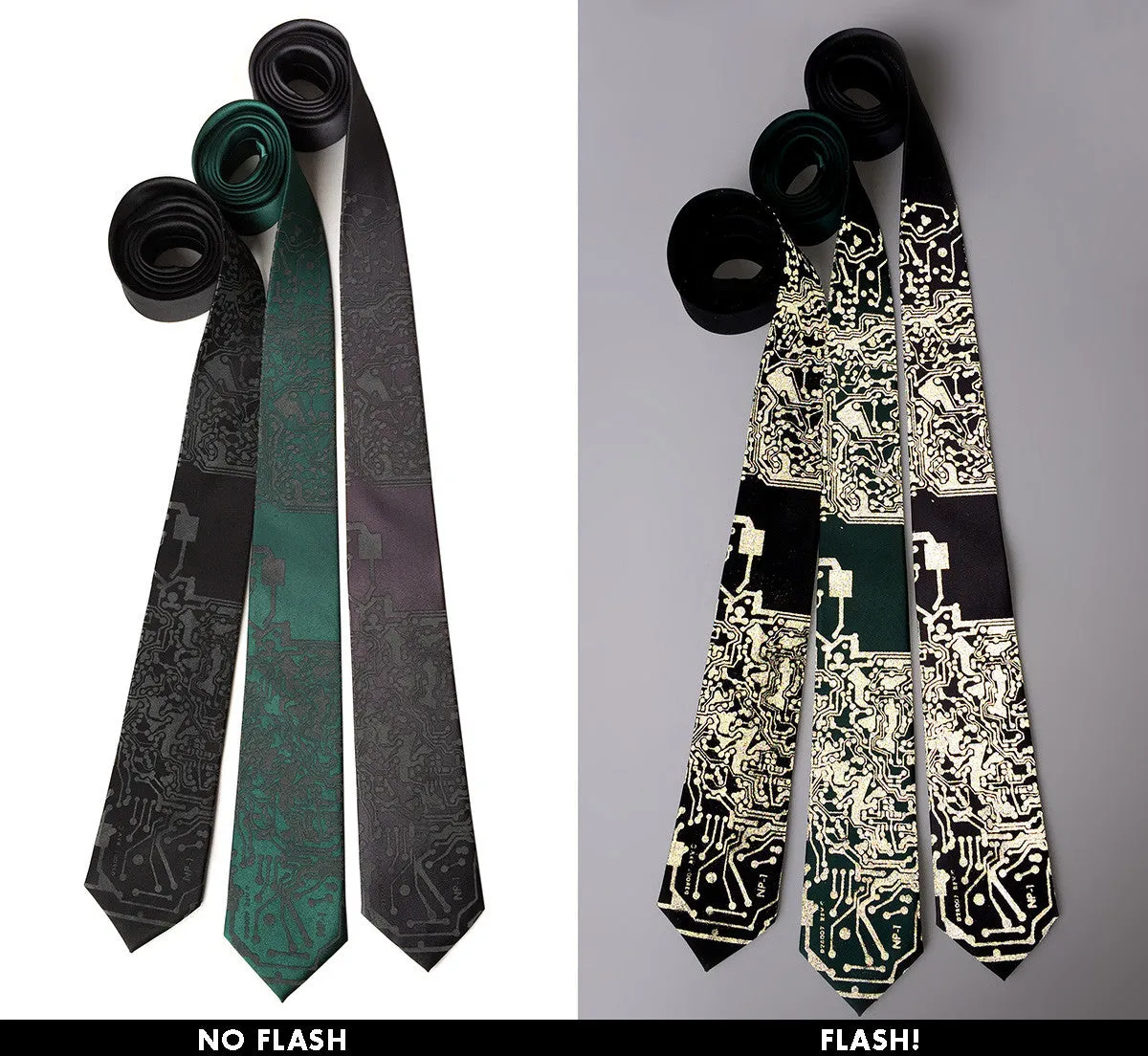 Circuit Board Necktie, Retro Reflective Print