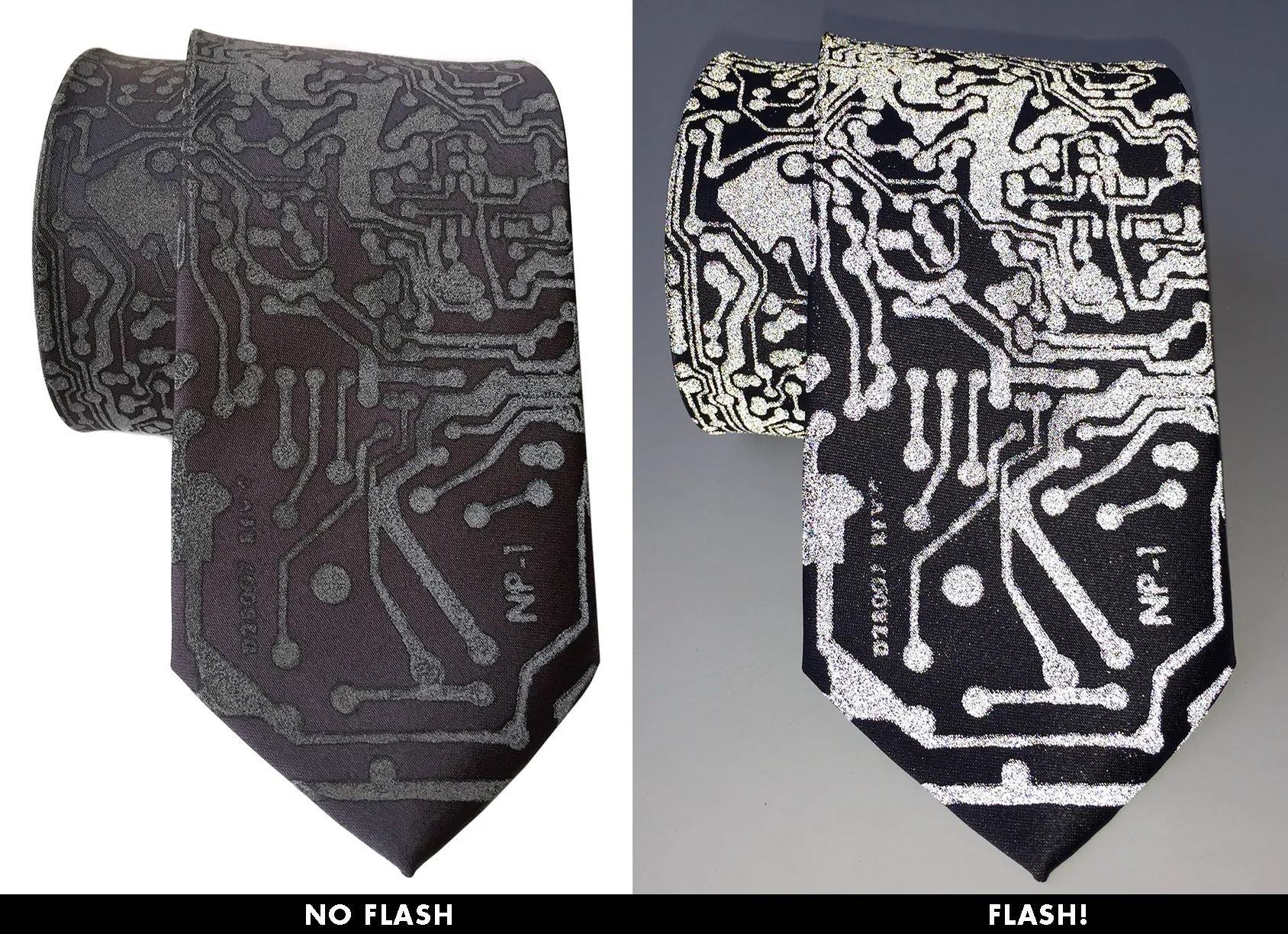 Circuit Board Necktie, Retro Reflective Print