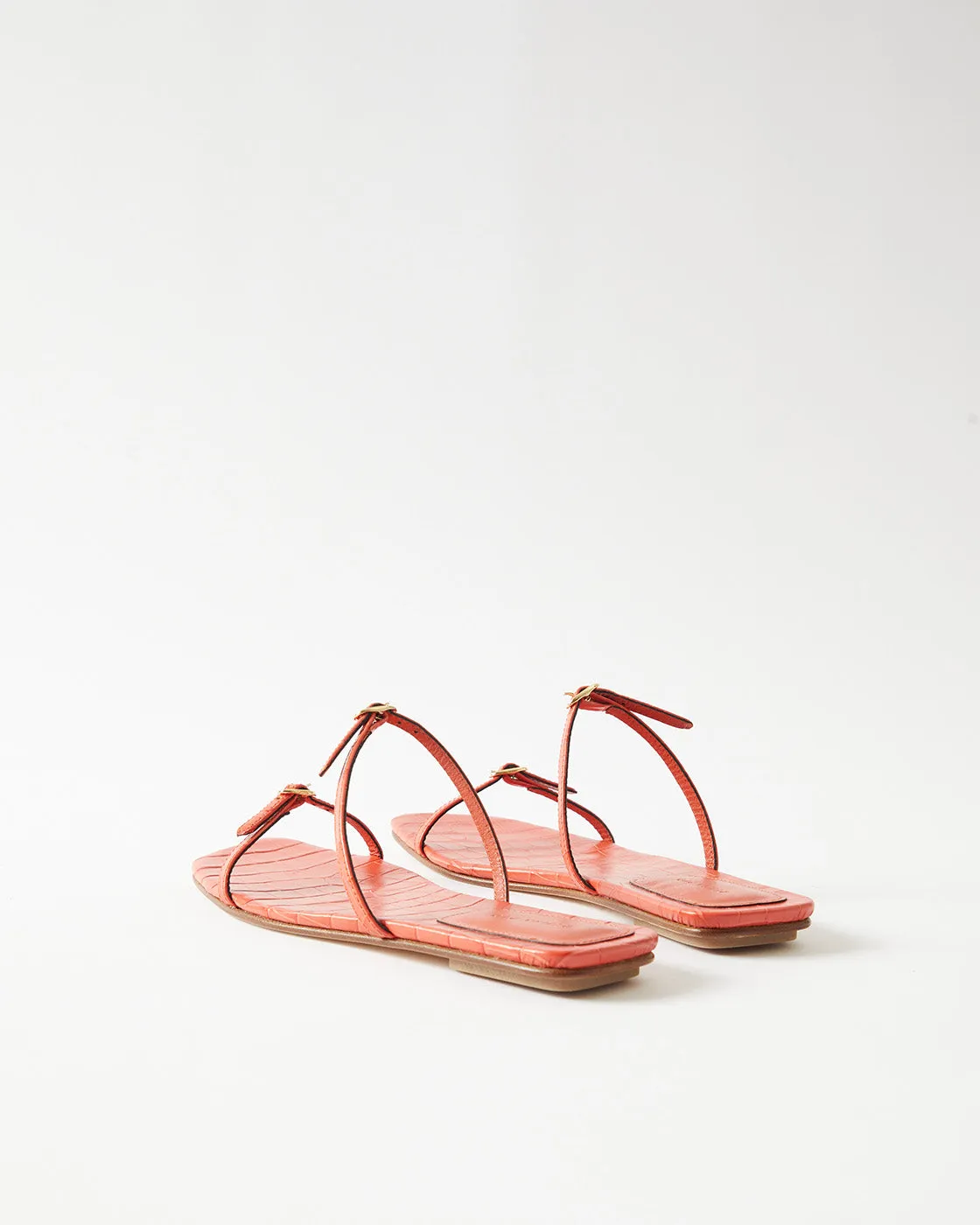 Clara Sandals Leather Emboss Croc Orange