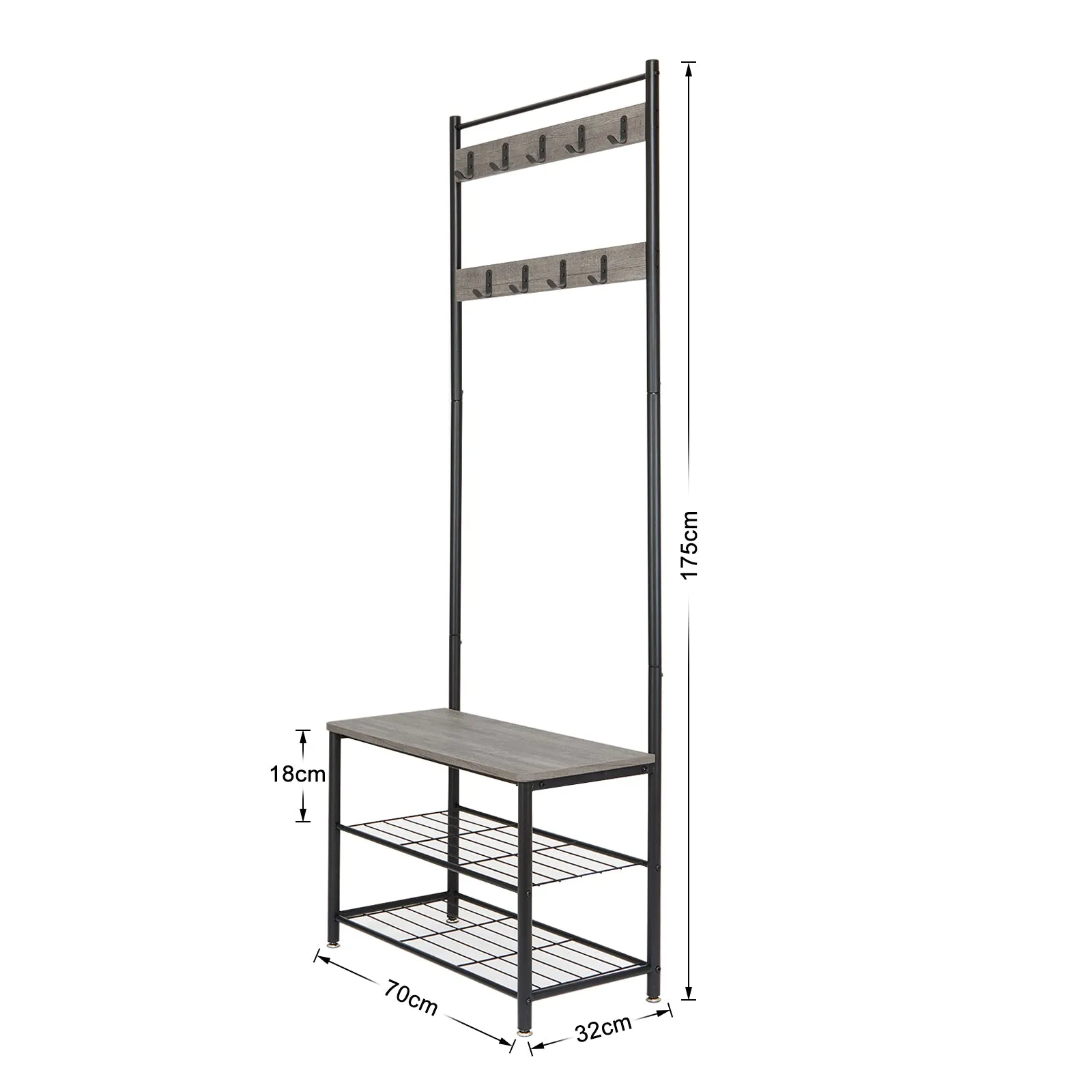 Coat Rack, Basic Type, with Shoe Storage Bench