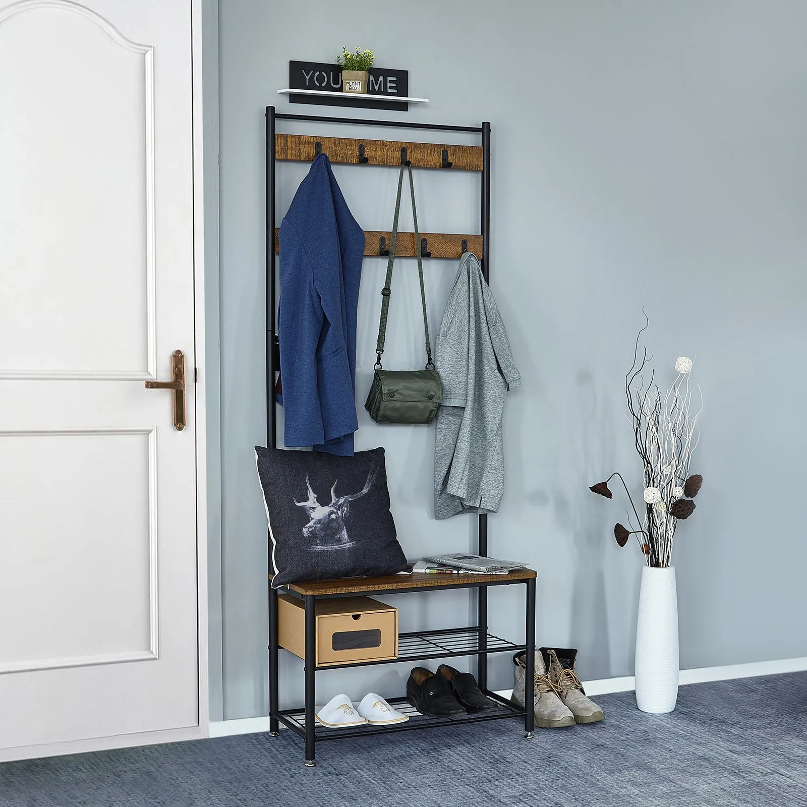 Coat Rack, Basic Type, with Shoe Storage Bench