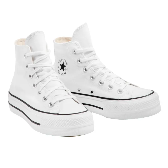 Converse scarpa sneakers in tela da donna con zeppa Chuck Taylor All Star LIFT 560846C bianco