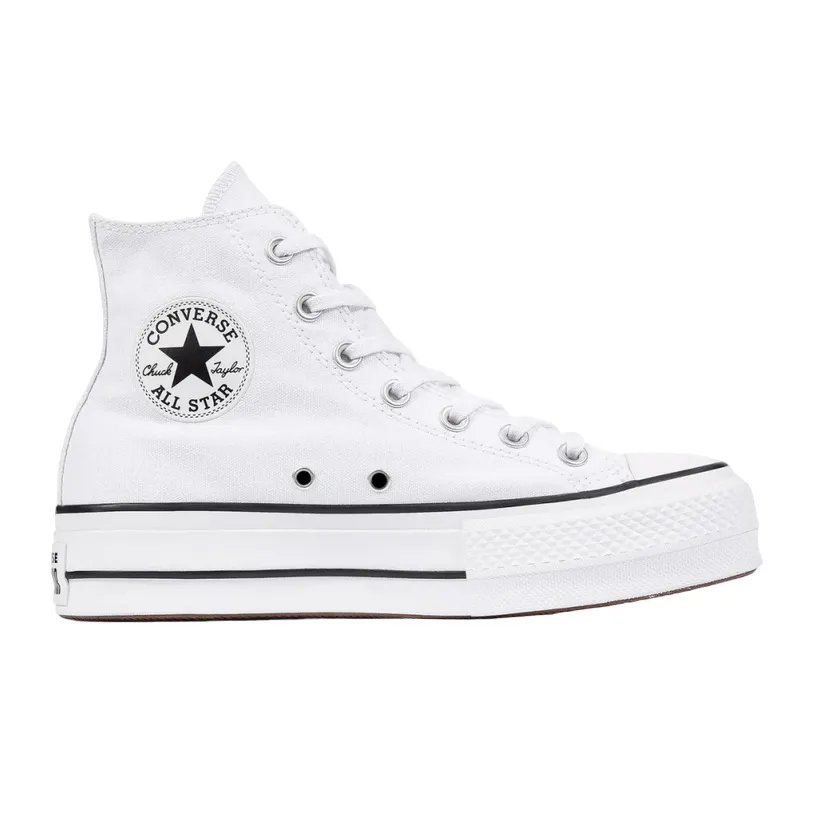 Converse scarpa sneakers in tela da donna con zeppa Chuck Taylor All Star LIFT 560846C bianco