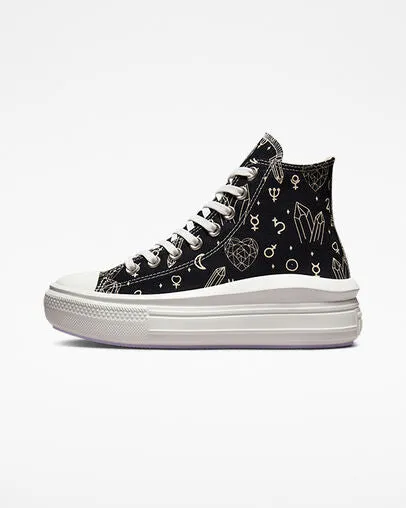 Converse sneakers alta con zeppa da donna Chuck Taylor All Star Move Platform Mystic Crystals A03725C black-natural ivory