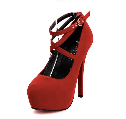 CROSS-STRAP PLATFORM PUMPS