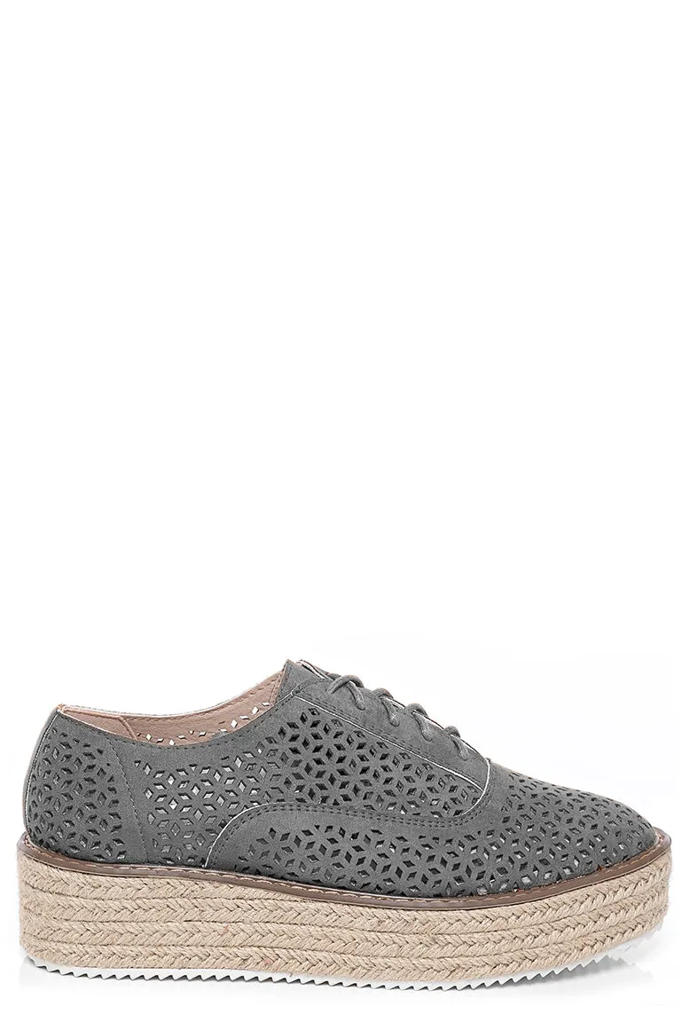 Cut Out Chunky Espadrilles in Grey