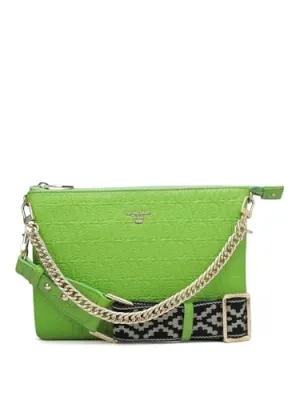 Da Milano Genuine Leather Green Sling Bag (01267) (Small)