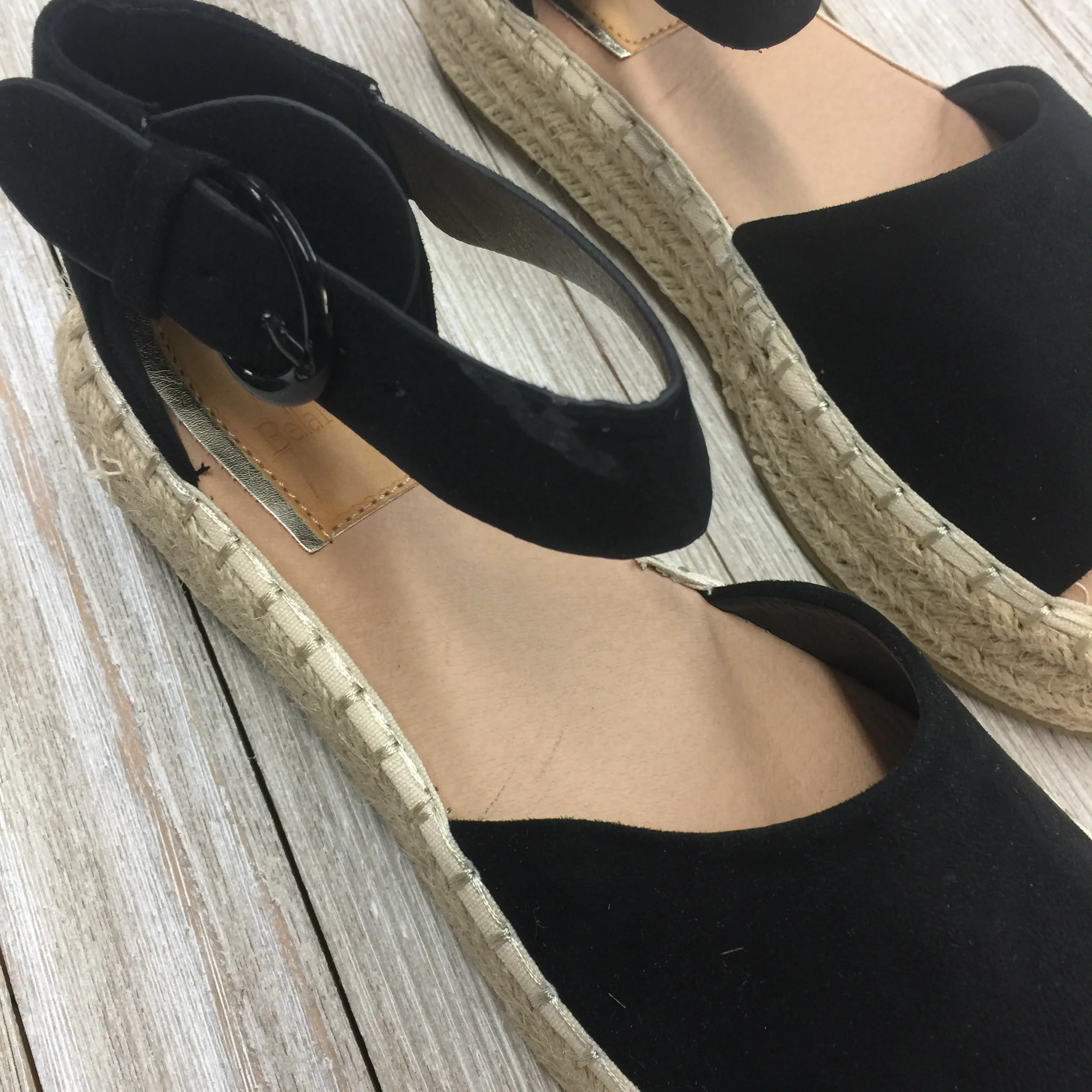 DAMAGED | SIZE 6 Not A Drille Platform Espadrille Sandals in Black