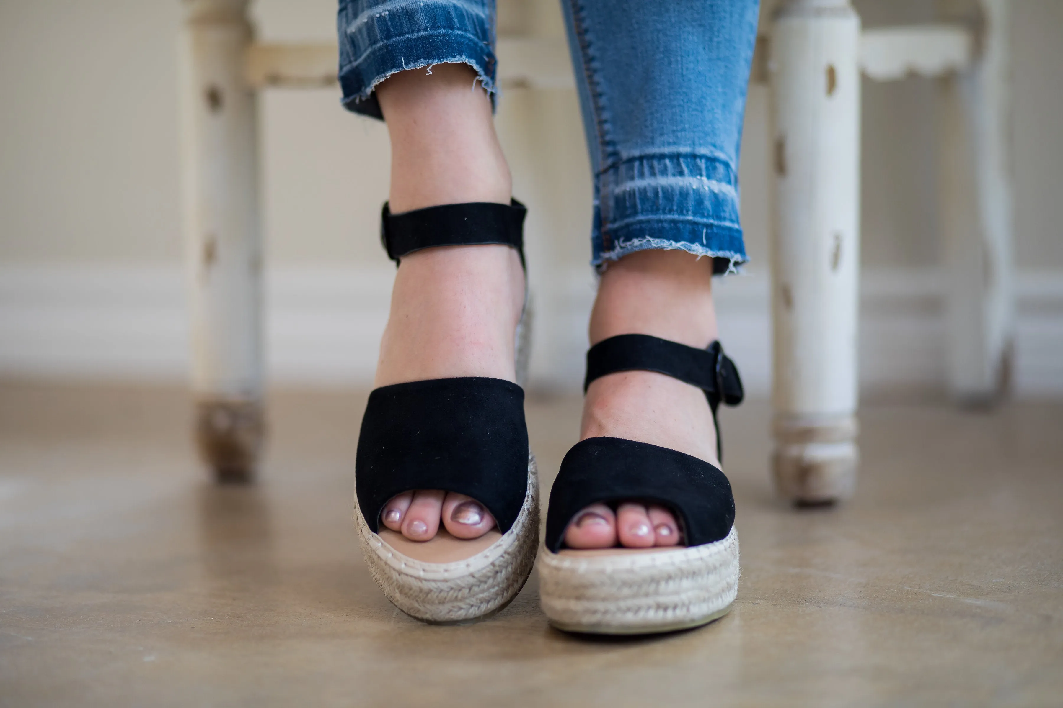 DAMAGED | SIZE 6 Not A Drille Platform Espadrille Sandals in Black