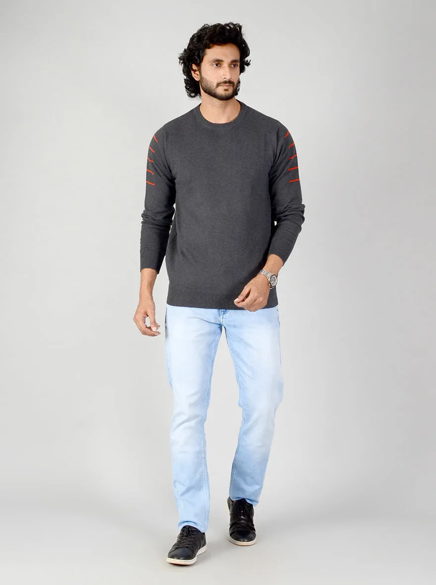 Dark Grey Solid Slim Fit T-shirt | JadeBlue