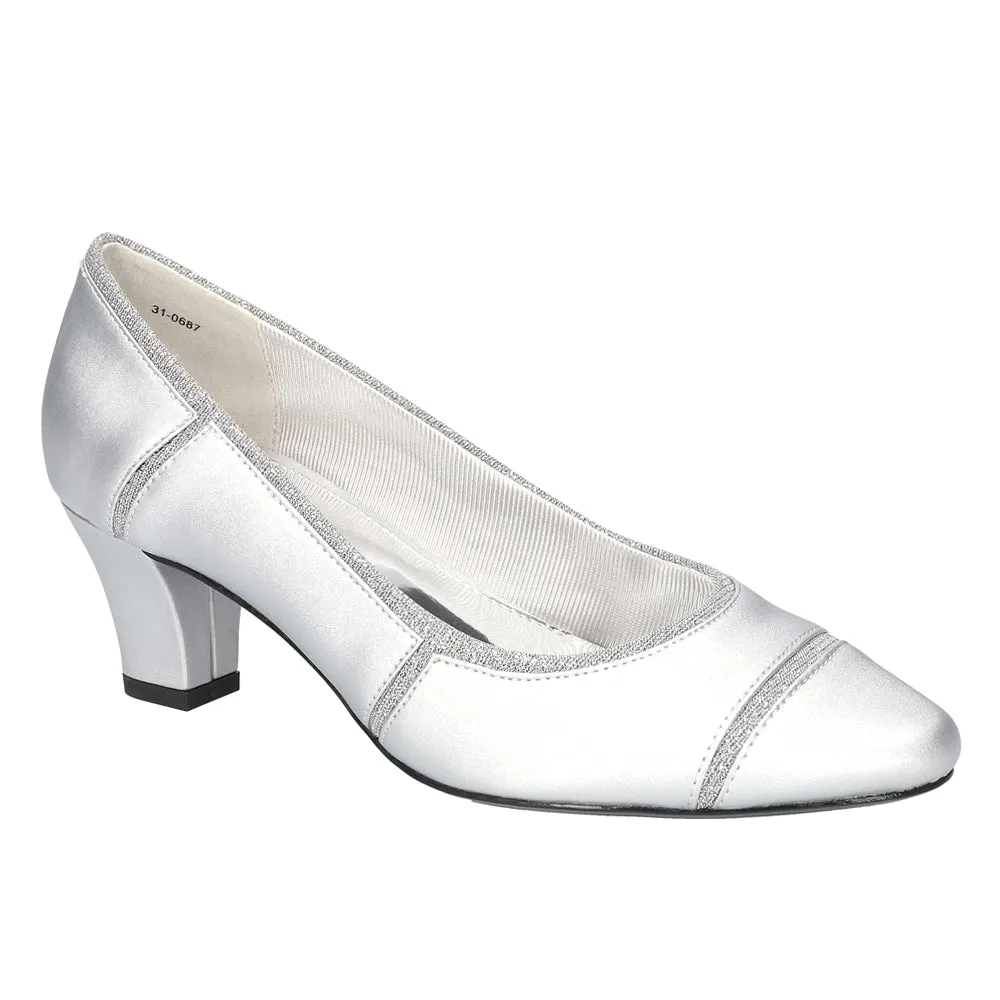 Datia Metallic Wedding Block Heel Pumps