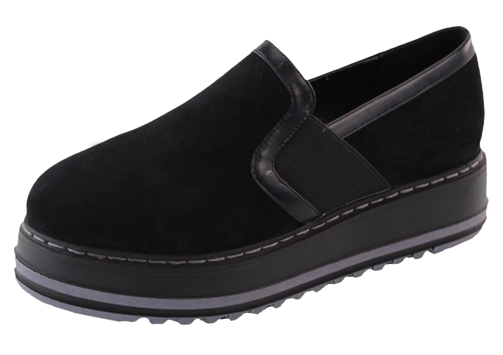 DBDK Women's Slip On Stretch Platform Creeper Loafer