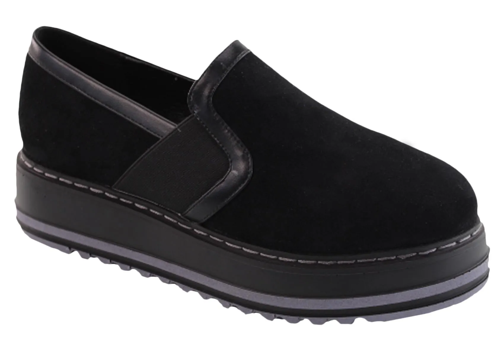 DBDK Women's Slip On Stretch Platform Creeper Loafer