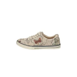 Dogo The World Of Butterflies Design Low-Top Sneakers Leather Beige Colour For Women