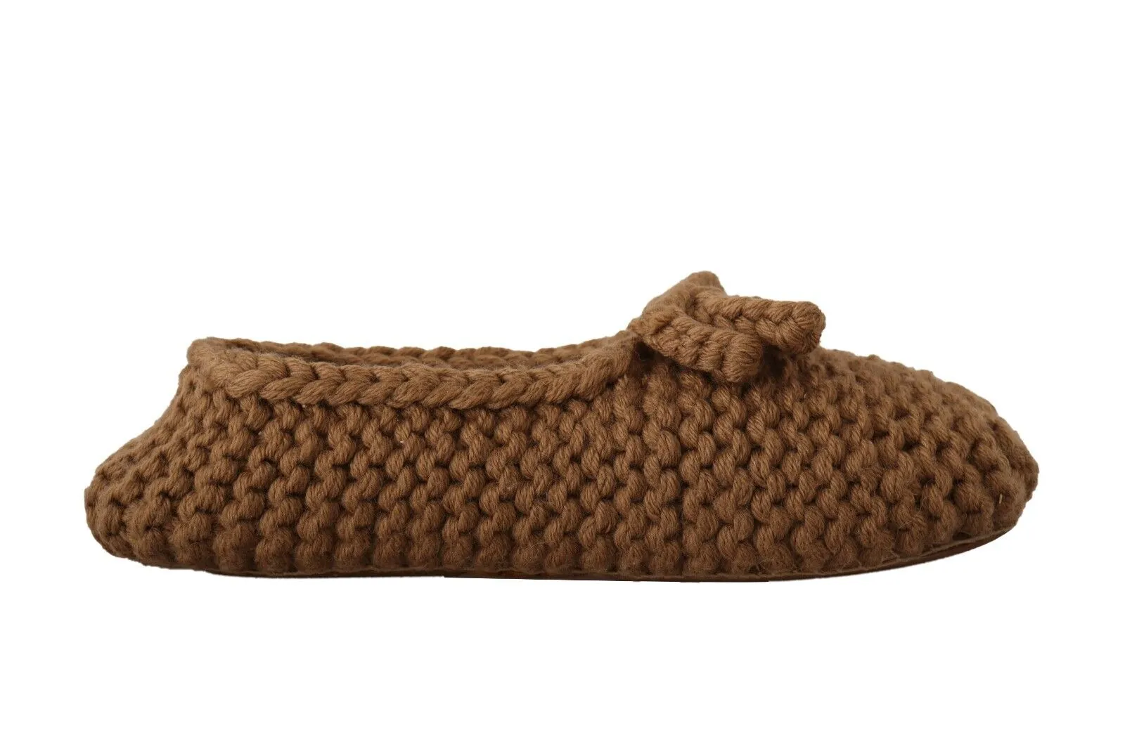 Dolce & Gabbana Brown Slip On Ballerina Flats Wool Knit Shoes