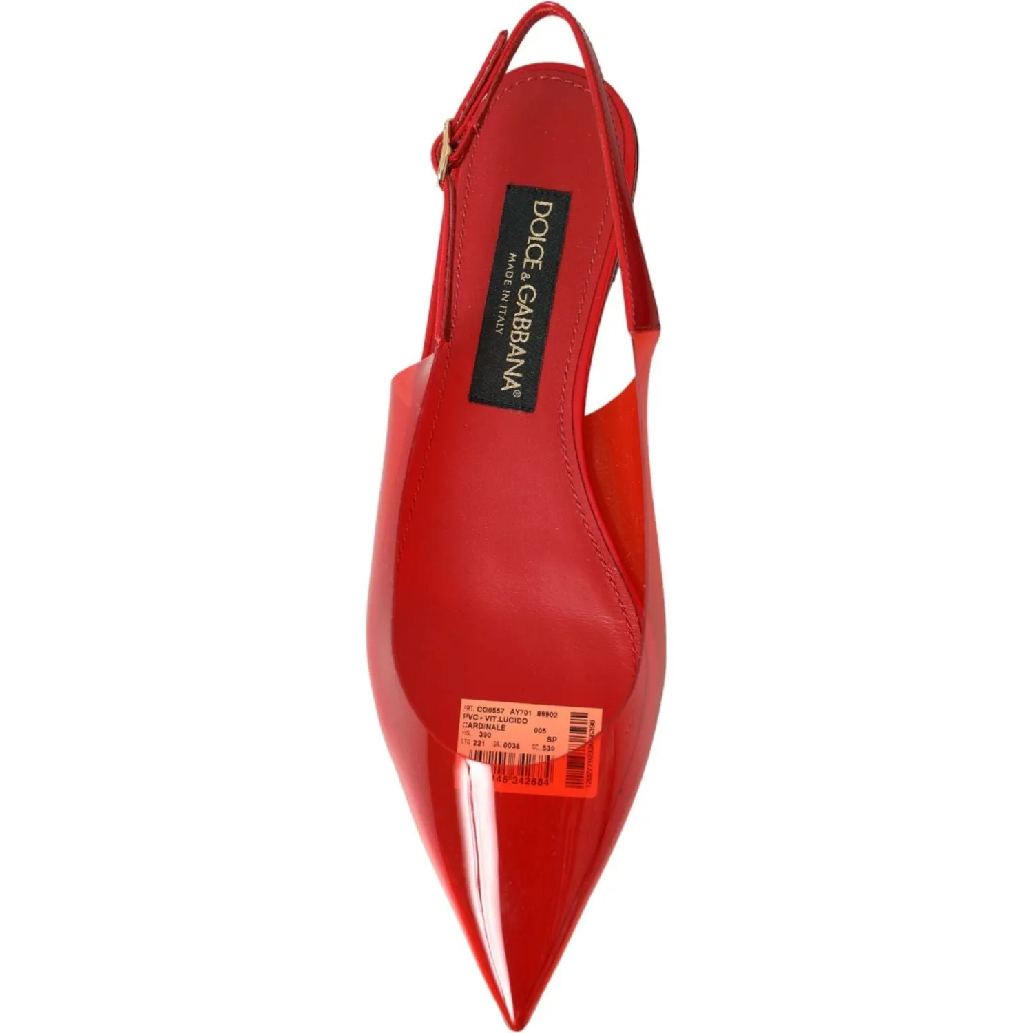 Dolce & Gabbana Red PVC Slingback Clear Flats Sandals Shoes