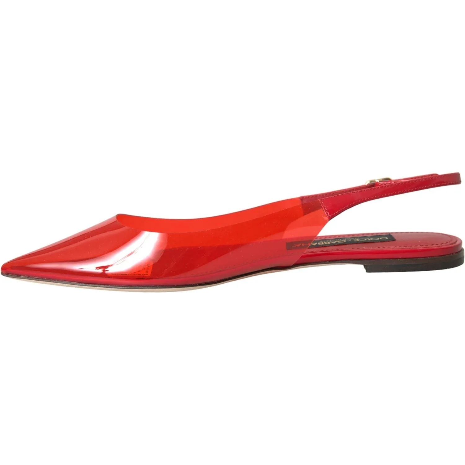 Dolce & Gabbana Red PVC Slingback Clear Flats Sandals Shoes