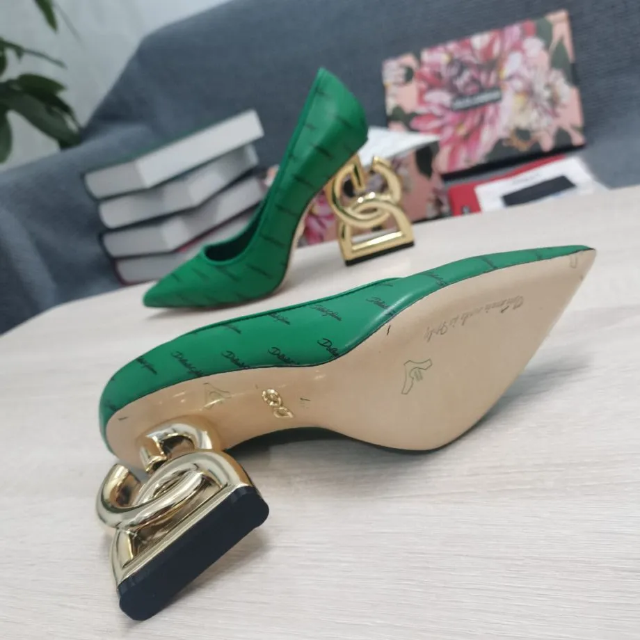 DolGa Patent Pumps With 3.5 Heel Green For Women DG Shoes