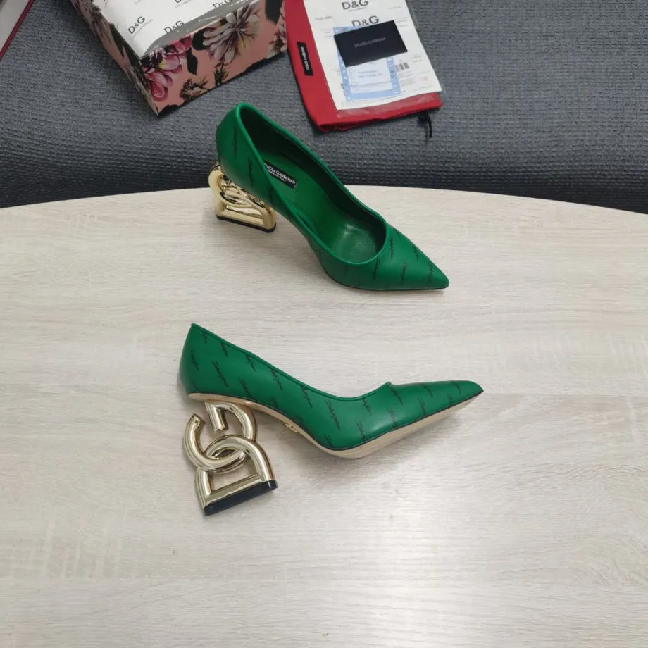 DolGa Patent Pumps With 3.5 Heel Green For Women DG Shoes