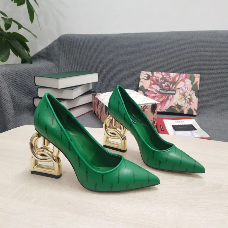 DolGa Patent Pumps With 3.5 Heel Green For Women DG Shoes