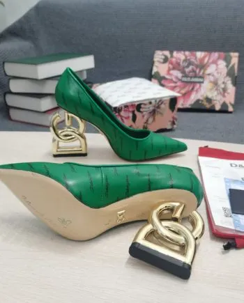 DolGa Patent Pumps With 3.5 Heel Green For Women DG Shoes