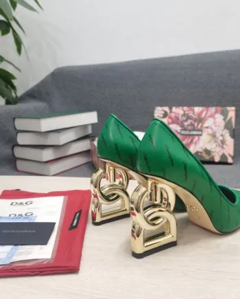 DolGa Patent Pumps With 3.5 Heel Green For Women DG Shoes