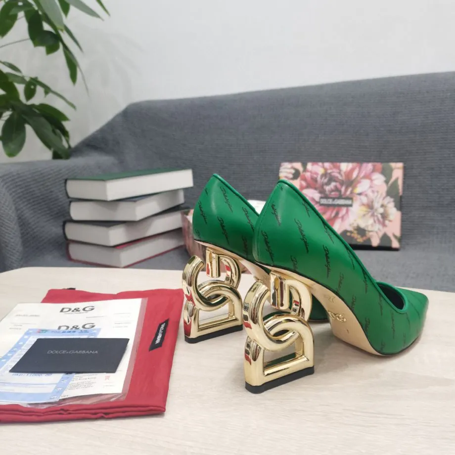 DolGa Patent Pumps With 3.5 Heel Green For Women DG Shoes