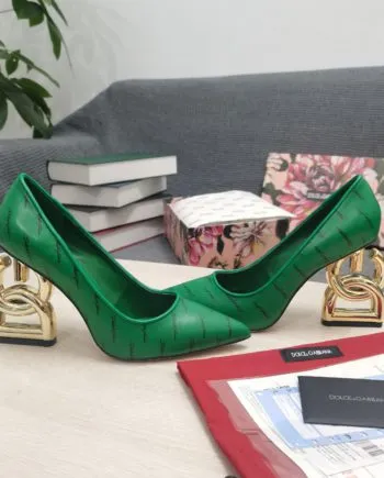 DolGa Patent Pumps With 3.5 Heel Green For Women DG Shoes