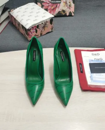 DolGa Patent Pumps With 3.5 Heel Green For Women DG Shoes