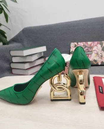 DolGa Patent Pumps With 3.5 Heel Green For Women DG Shoes