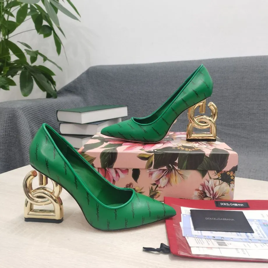 DolGa Patent Pumps With 3.5 Heel Green For Women DG Shoes