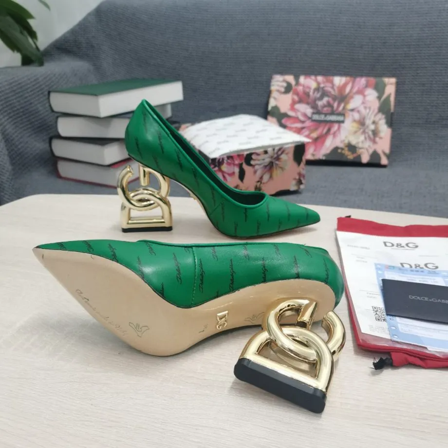 DolGa Patent Pumps With 3.5 Heel Green For Women DG Shoes