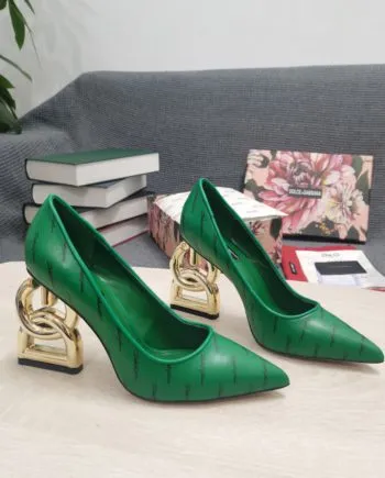 DolGa Patent Pumps With 3.5 Heel Green For Women DG Shoes