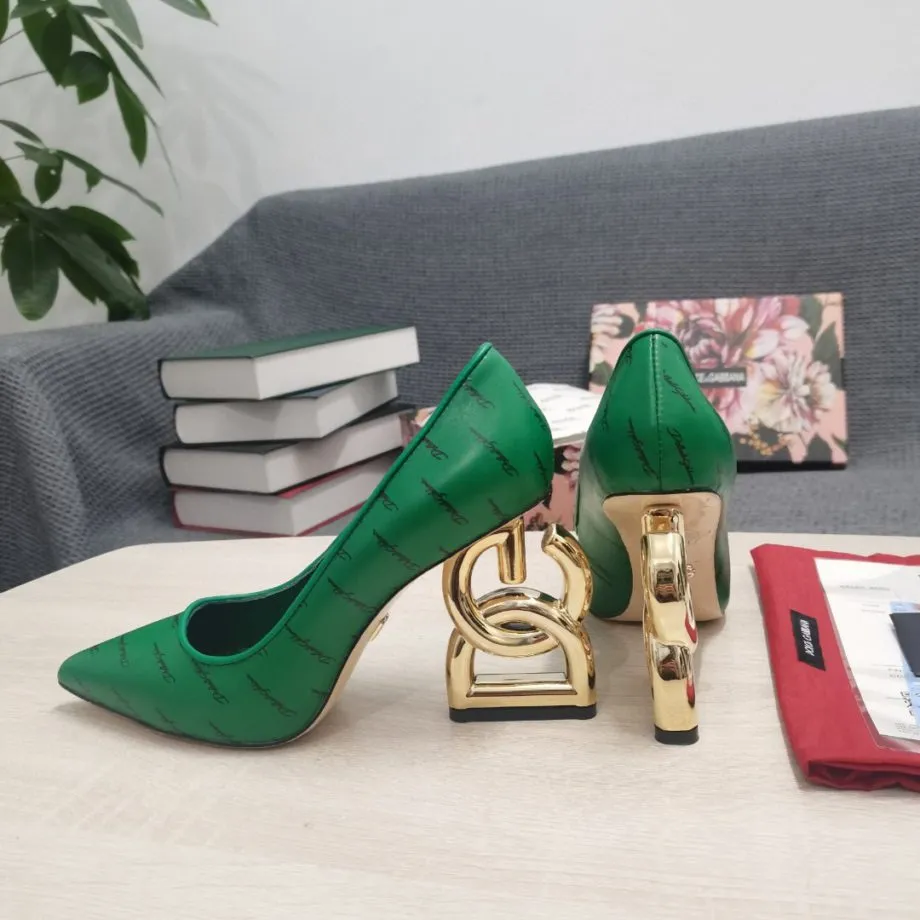 DolGa Patent Pumps With 3.5 Heel Green For Women DG Shoes