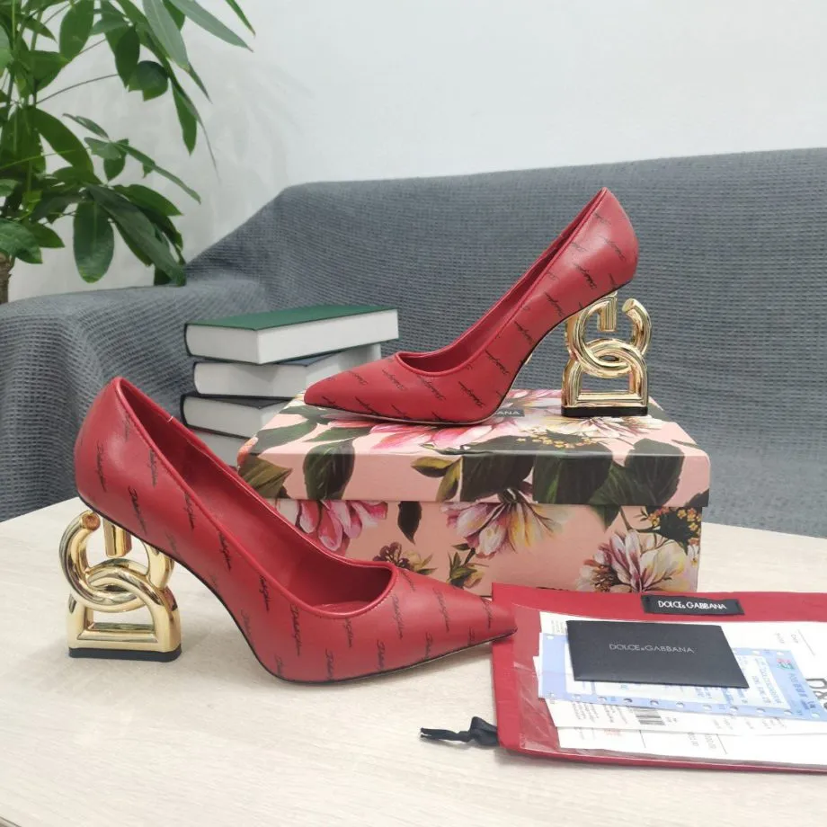 DolGa Patent Pumps With 3.5 Heel Red For Women DG Shoes