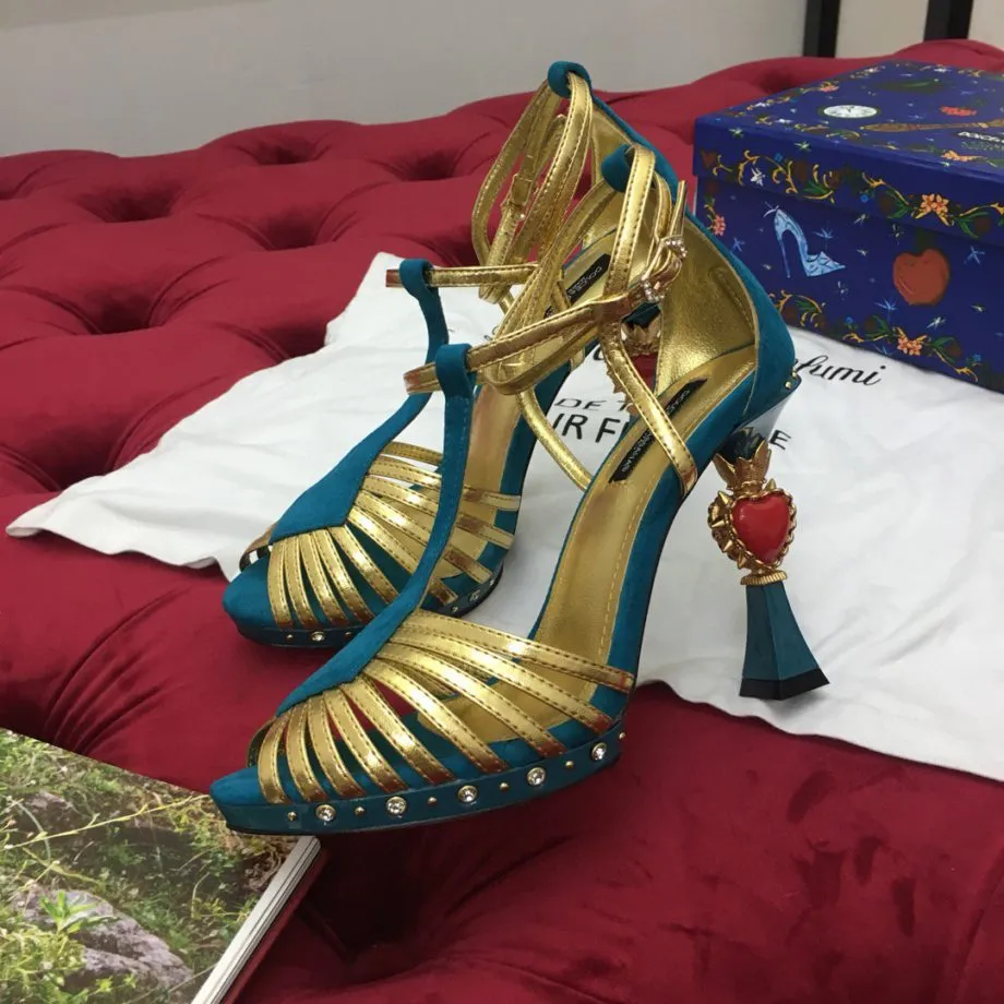 DolGa Pumps Gold/Blue For Women DG Shoes