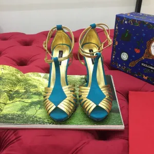 DolGa Pumps Gold/Blue For Women DG Shoes