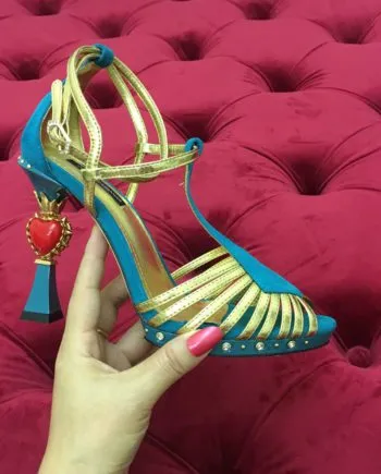 DolGa Pumps Gold/Blue For Women DG Shoes