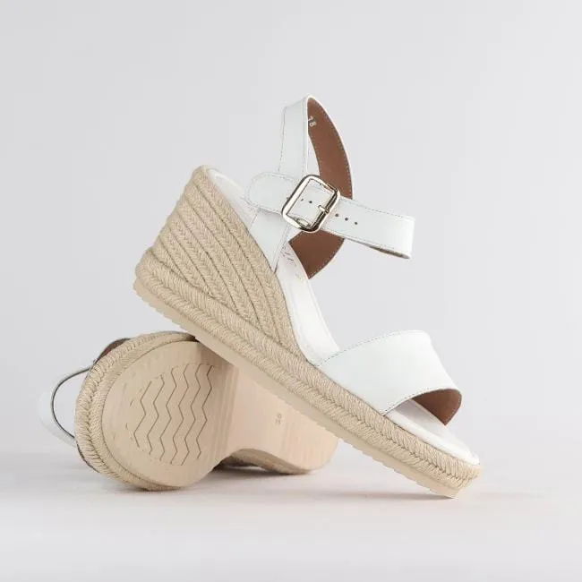 Espadrille Wedge Sandal in White - 12683