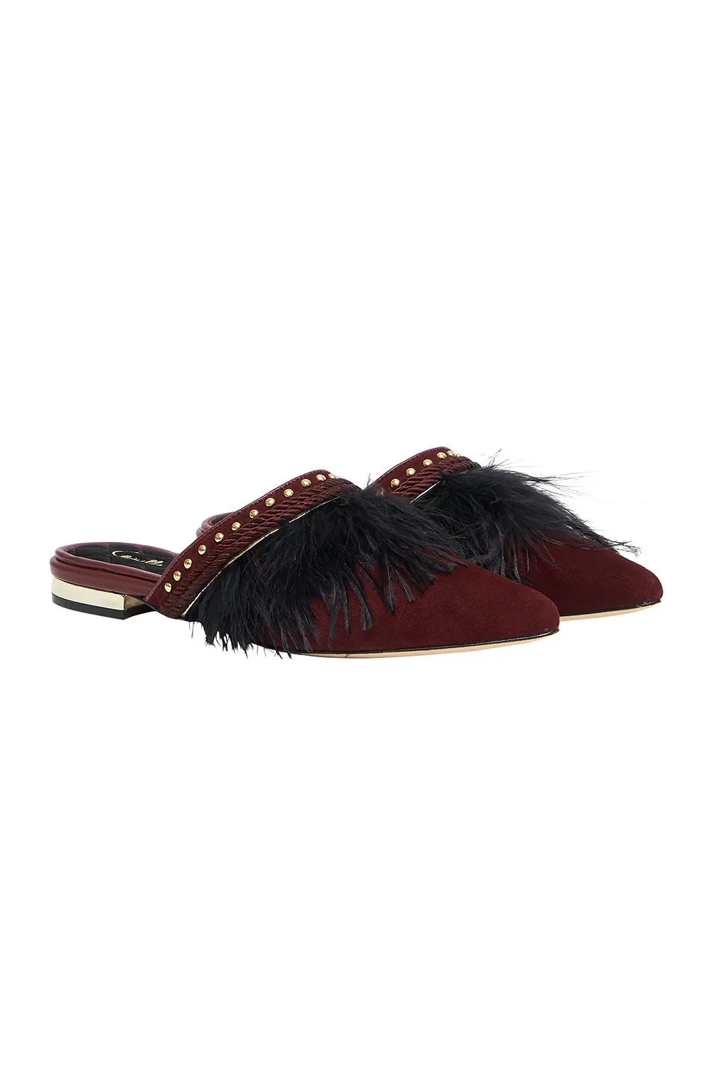 FEATHER SLIPPER BURGUNDY