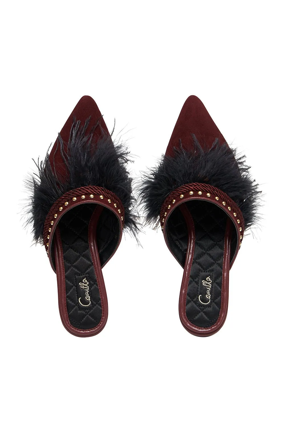 FEATHER SLIPPER BURGUNDY