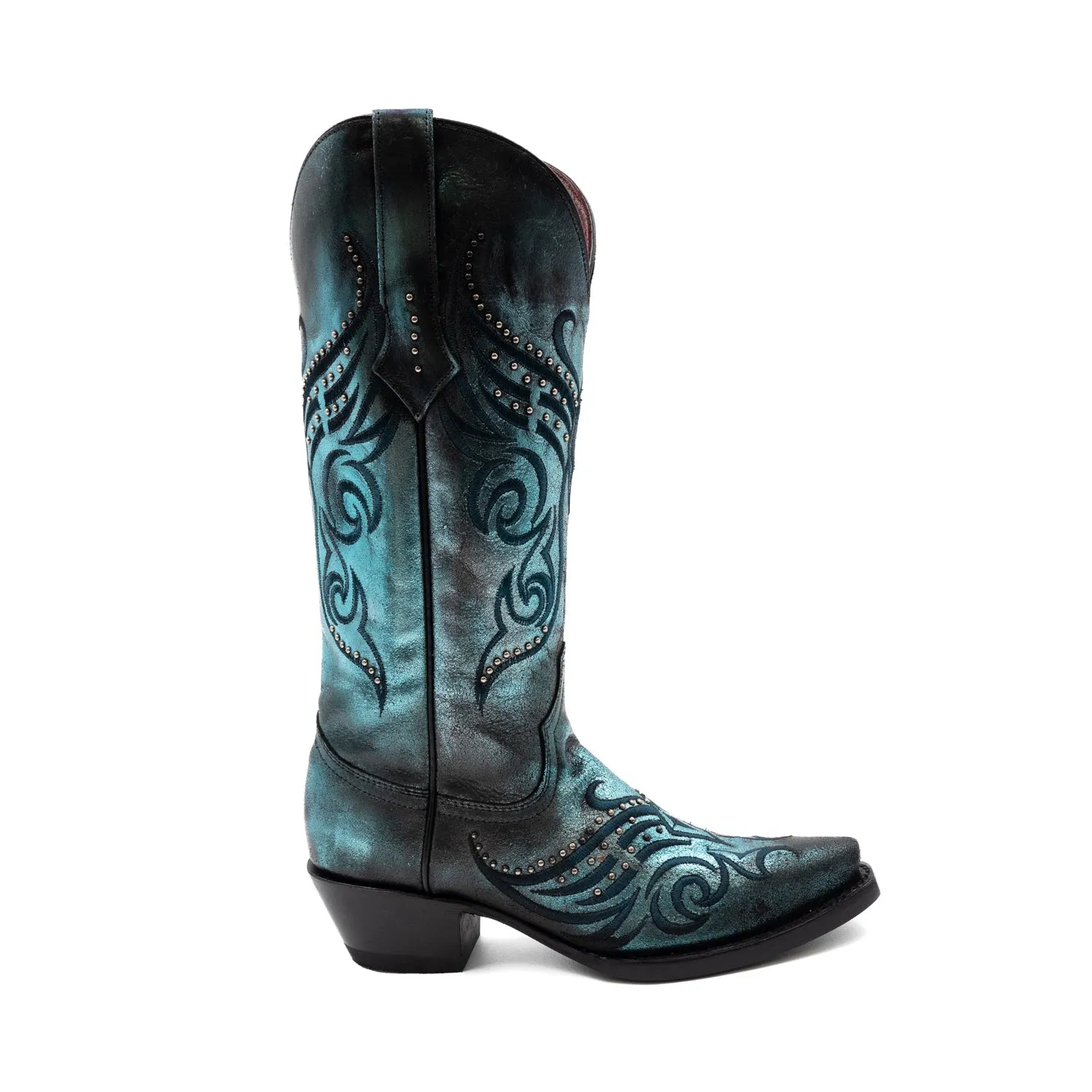 Ferrini Womens Masquerade V-Toe Electric Blue Leather Cowboy Boots