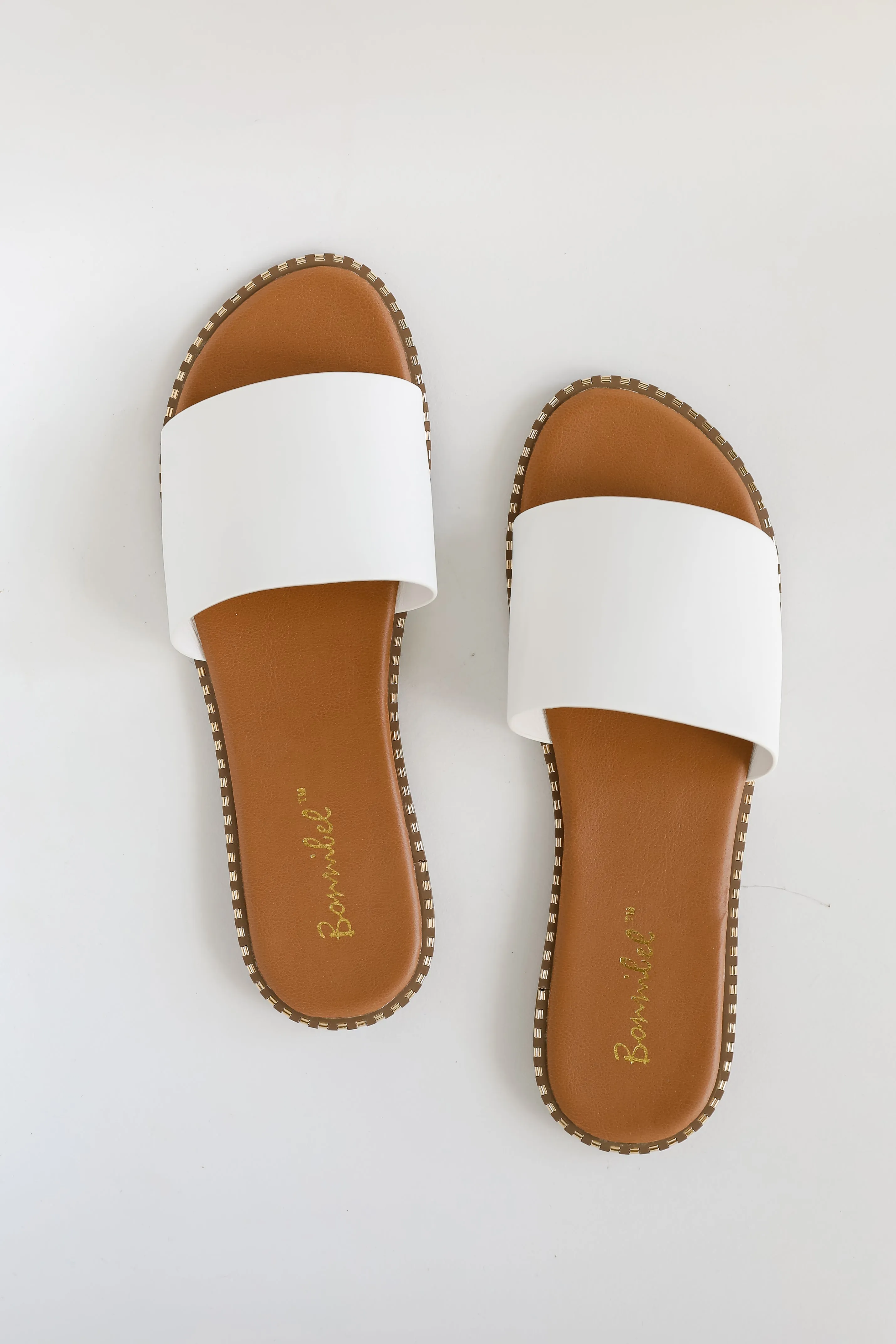 FINAL SALE - Fun In The Sun White Slide Sandals - DU DEAL