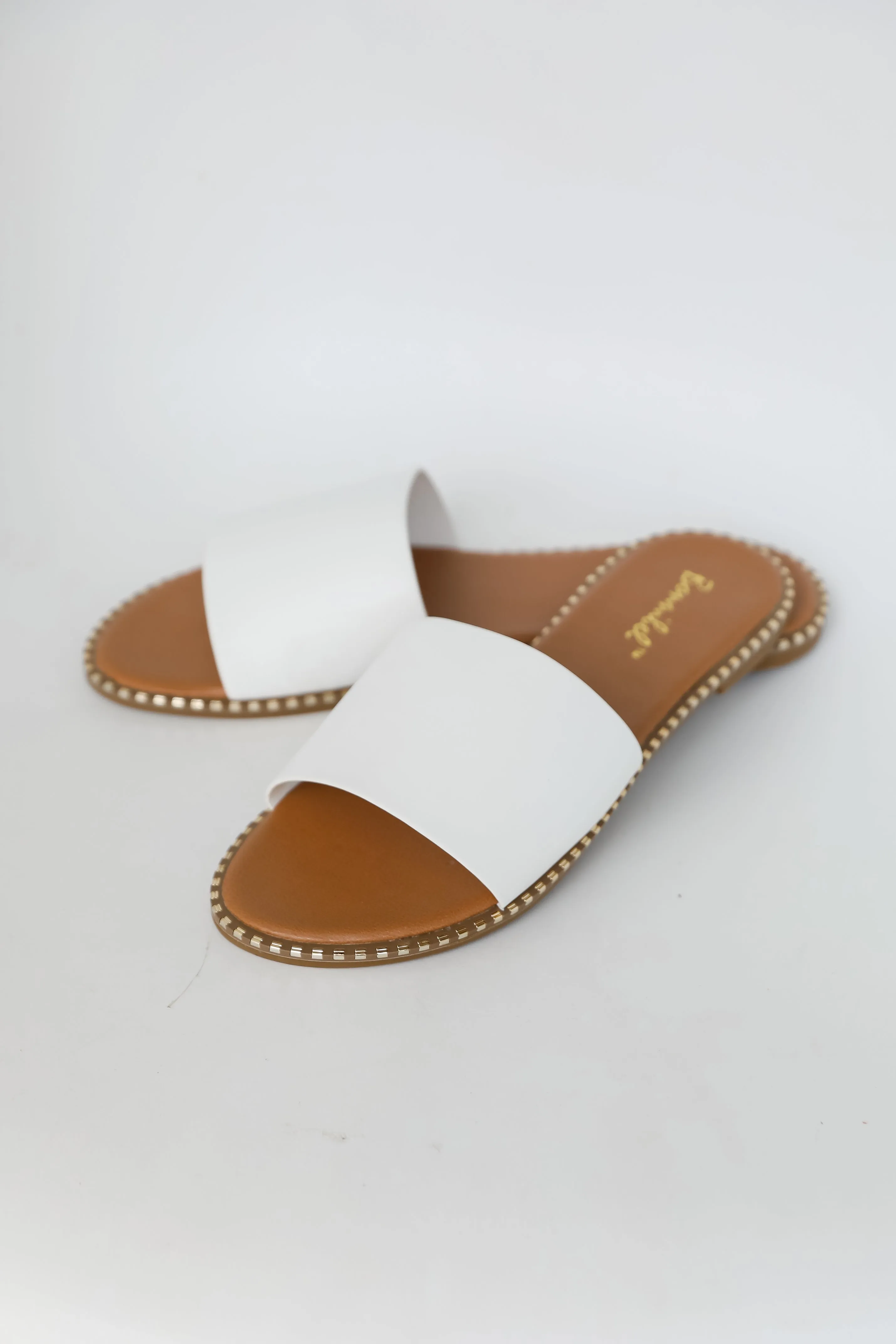 FINAL SALE - Fun In The Sun White Slide Sandals - DU DEAL