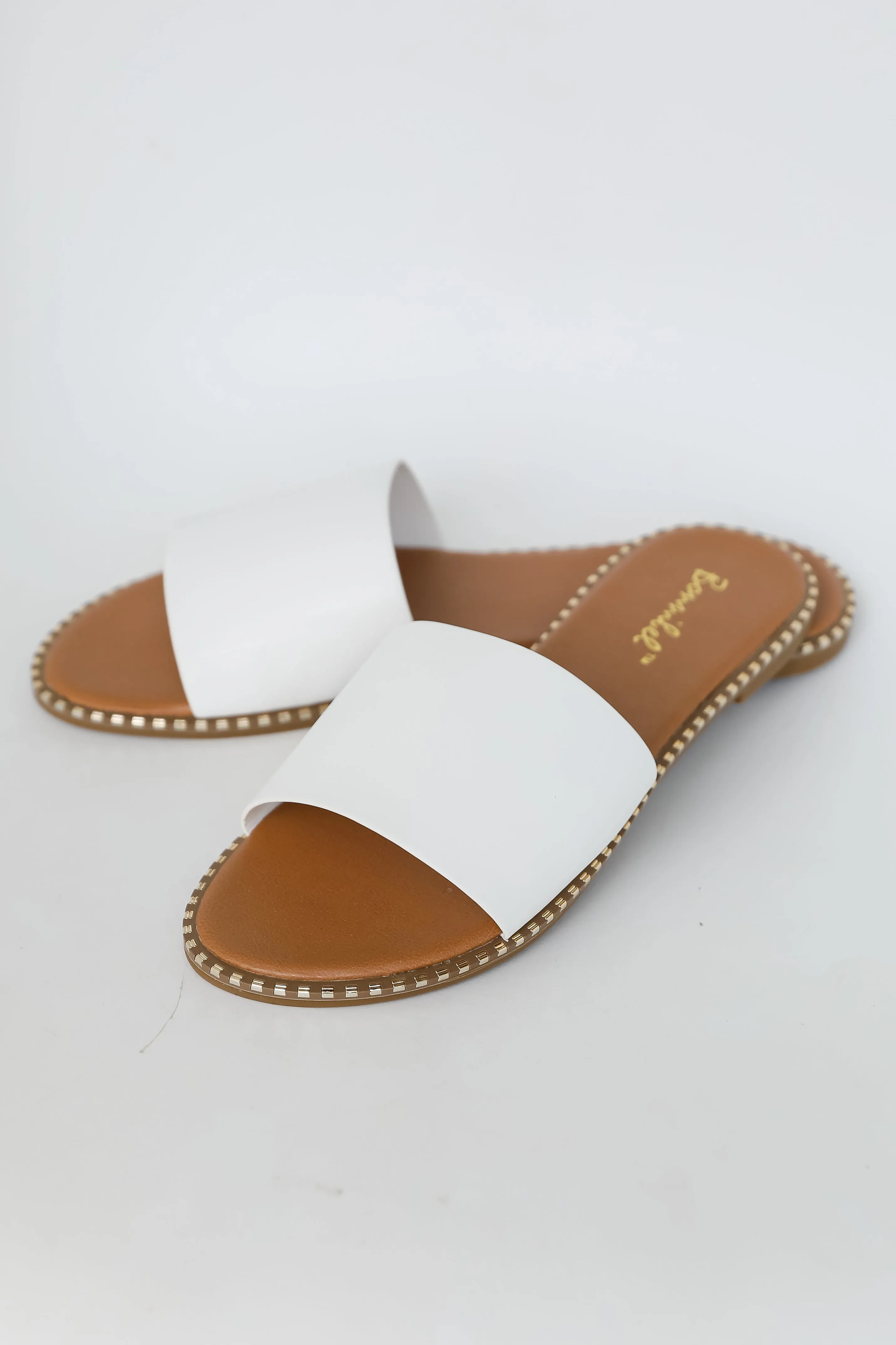 FINAL SALE - Fun In The Sun White Slide Sandals - DU DEAL