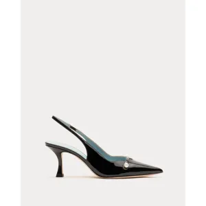 Frances Valentine Vivian Pearl Pump Soft Patent Leather Black