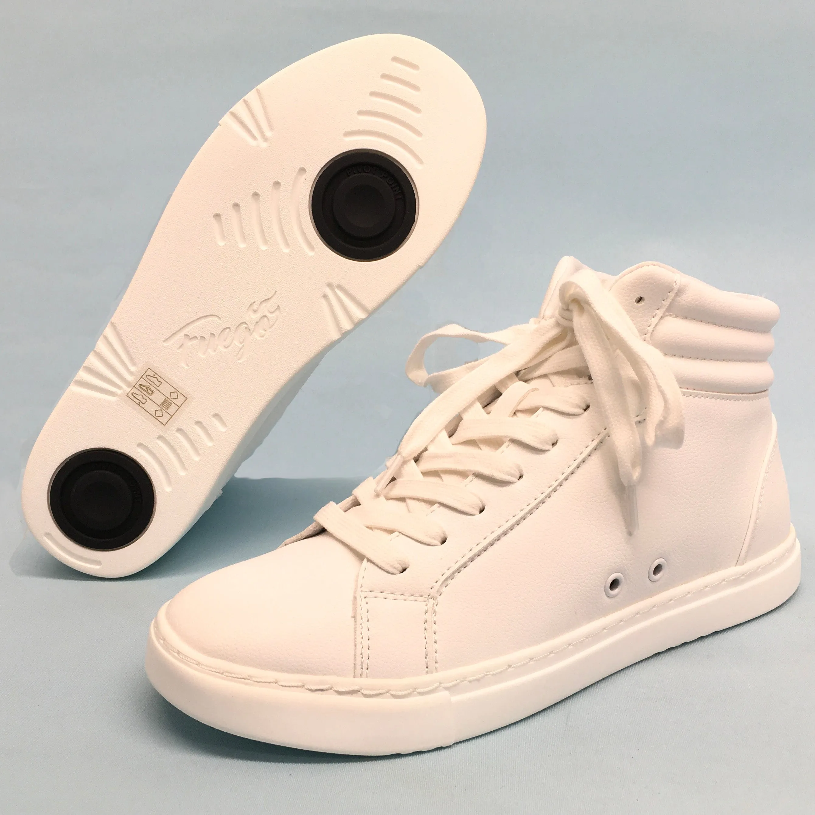 Fuego: High-Top Dance Sneaker | All White | MED | Flat Full Rubber Sole | VEGAN