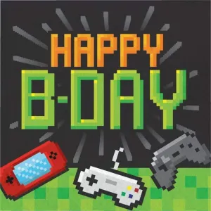 Gaming Party - Happy B-Day Lunch Napkins (16ct)