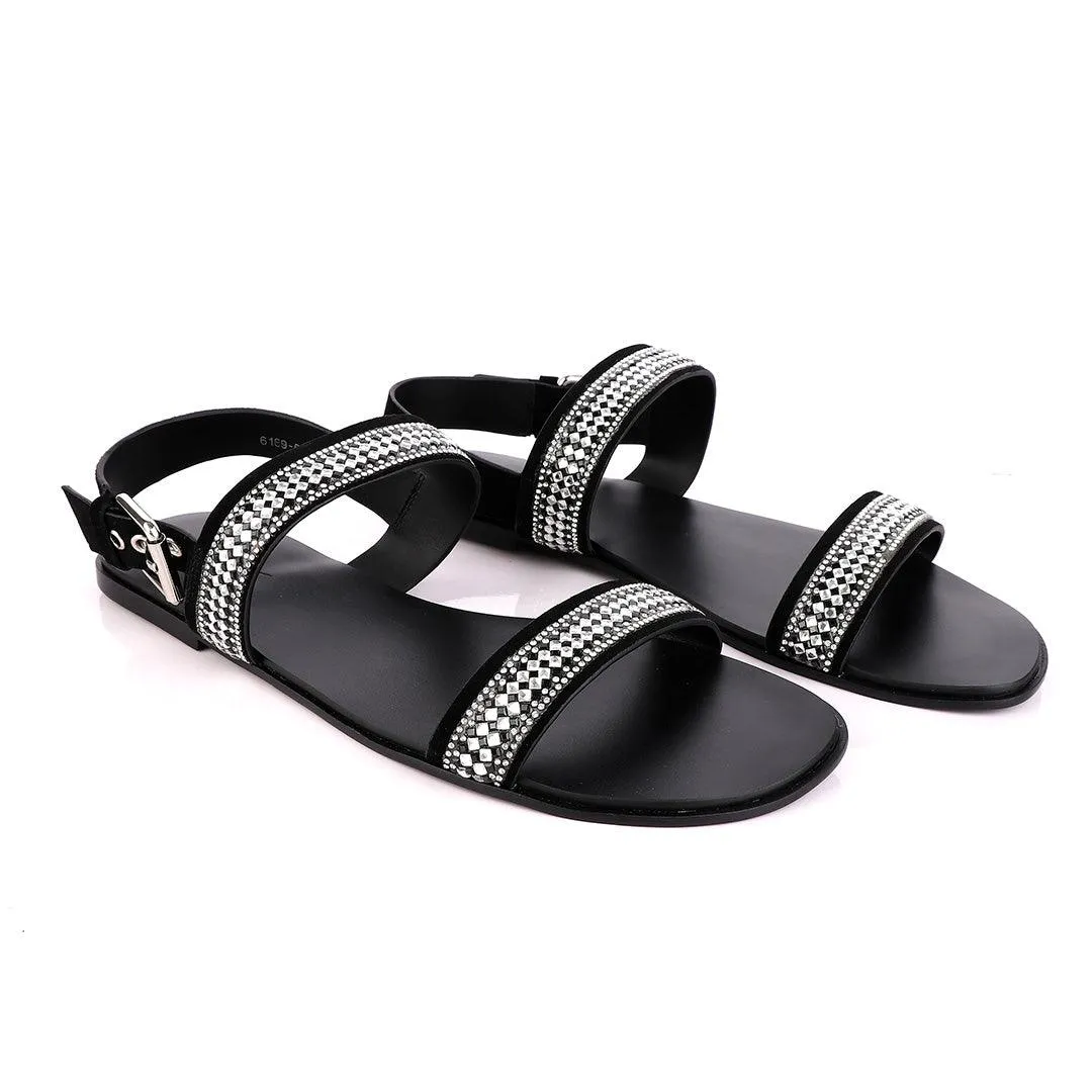 Giuseppe Zanotti Black studded Silver stone Sandal